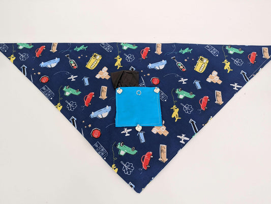 Navy Cars Dog Bandanas M/L