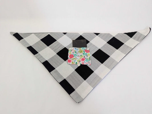Dog Bandanas M/L - Black & White Checkered Pattern
