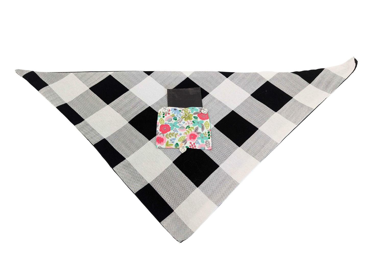 Dog Bandanas M/L - Black & White Checkered Pattern